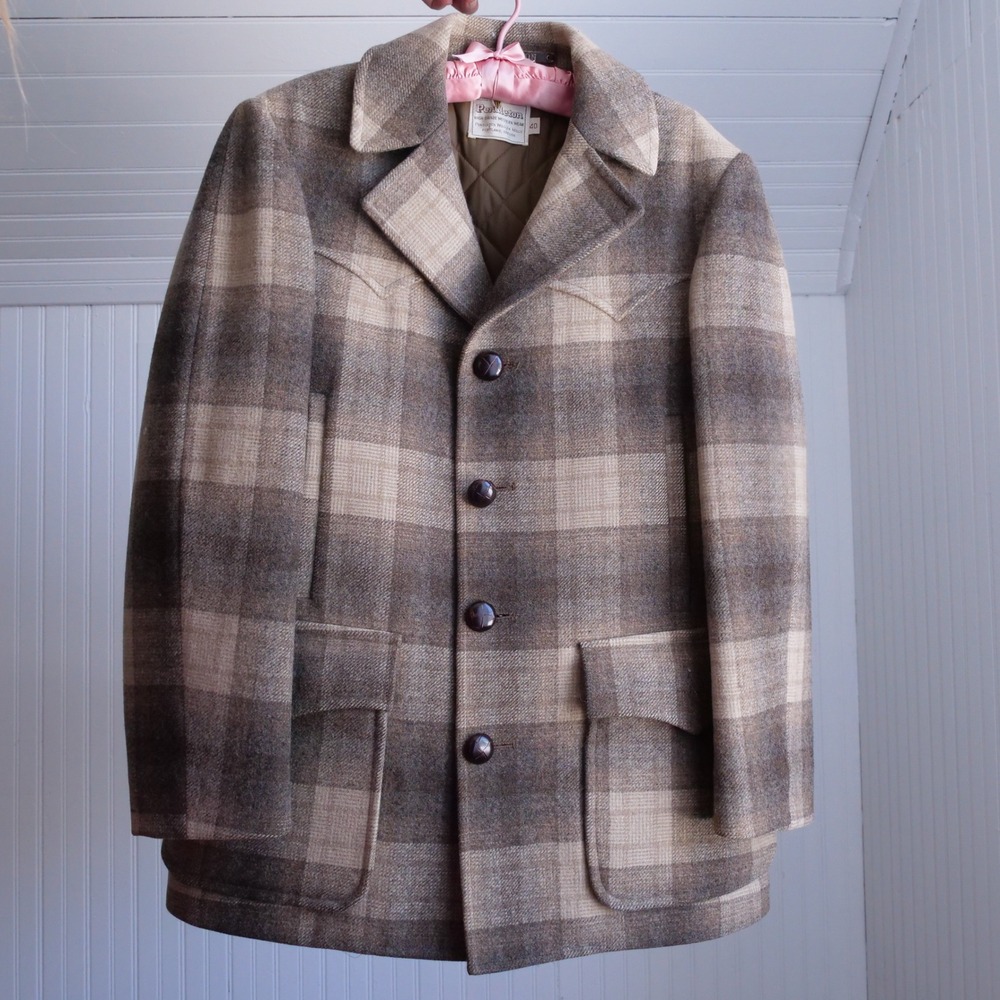 Vintage 1960s Pendleton High Grade Western Wear classic plaid wool coat